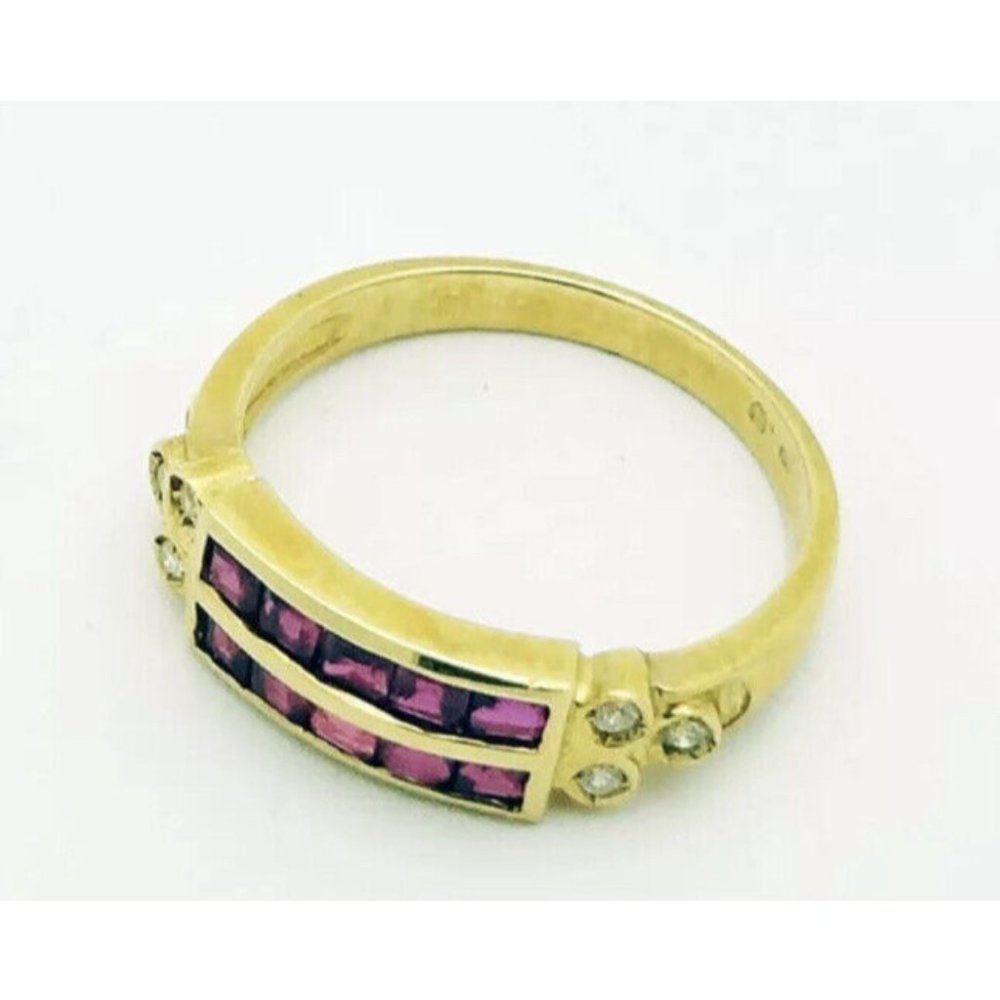 18k Yellow Gold Apx 0.4 ct Ruby & Diamond 3.4 Grams Ring Size 6.5 - Picture 2 of 7